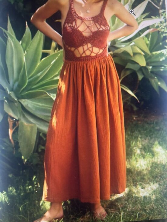 Anthropologie x Tach Dresses & Skirts - Anthropologie x Tach Soleil Crochet Backless Tie Netting Crochet Top Maxi Dress
